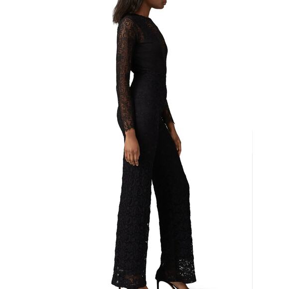 Nightcap Black Lace Flare Jumpsuit MEDIUM Bodycon Cocktail Vampire Goth USA $500 - Picture 2 of 10